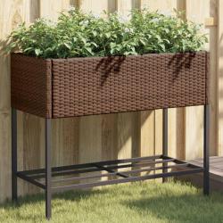 Jardini&egrave;re avec &eacute;tag&egrave;re marron r&eacute;sine tress&eacute;e