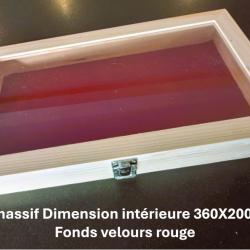 COFFRET BOIS PIN MASSIF AVEC VITRE POUR EXPOSITION ARMES REVOLVER PISTOLET SANS PRIX DE RESERVE