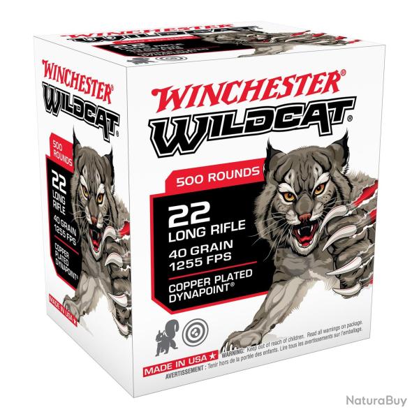 500 CARTOUCHES WINCHESTER 22LR WILDCAT 40gr DYNAPOINT