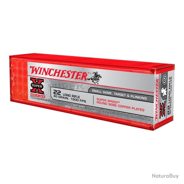 100 CARTOUCHES WINCHESTER 22LR SUPER-X 40gr, PLAQU�ES CUIVRE LRN