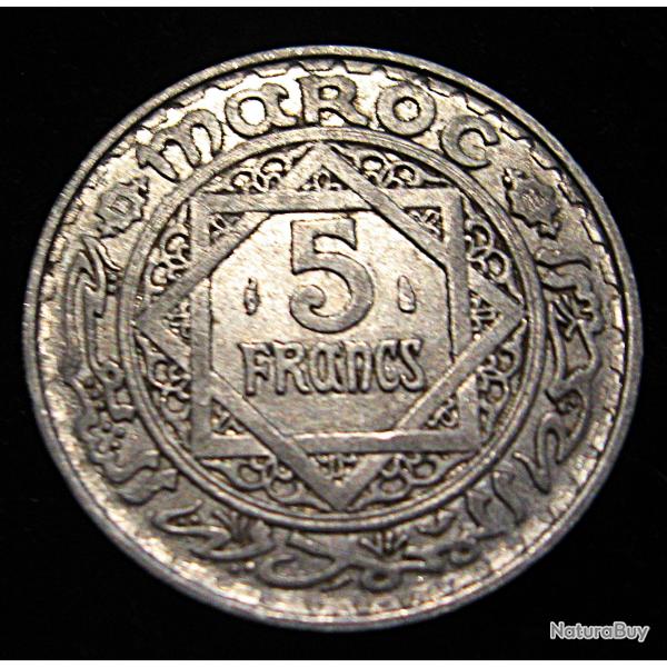 Maroc piece de 5 francs 1952 ttb "empire cherifien" diametre 24,8 mm