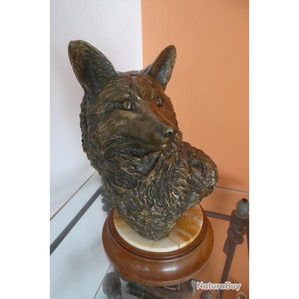 BRONZE ANIMALIER buste de renard