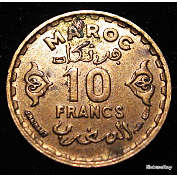Maroc piece de 10 francs  1952 ttb "empire cherifien" diametre 20 mm