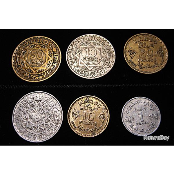 Maroc serie de 6 pieces differentes "empire cherifien " ttb