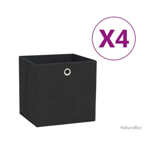 Bo�tes rangement tissu intiss� noir 28x28x28 cm pliables avec oeillet