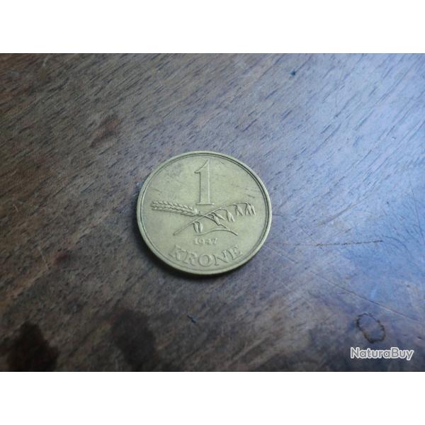 monnaie danemark 1 KRONE 1947