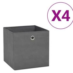 Bo&icirc;tes rangement tissu intiss&eacute; gris 28x28x28 cm pliables avec oeillet