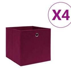 Bo&icirc;tes rangement tissu intiss&eacute; rouge fonc&eacute; 28x28x28 cm pliables avec oeillet