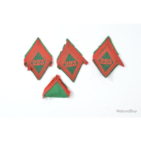 Lot ancien 223 R�giment ou bataillon du Train, losange de bras, insigne patch