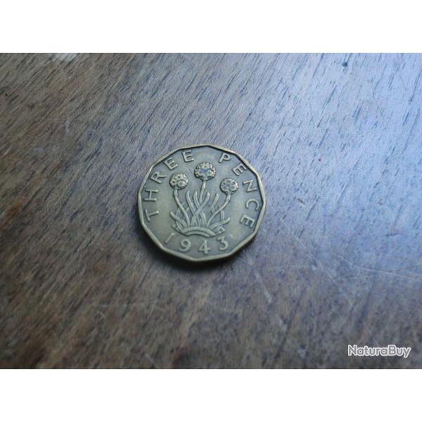 monnaie grande bretagne 3pence  1943