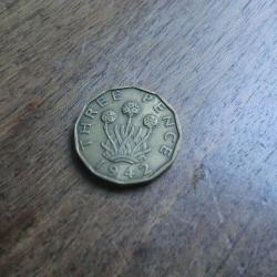monnaie grande bretagne 3pence  1942