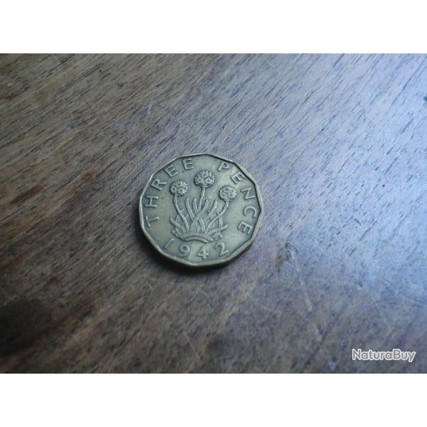 monnaie grande bretagne 3pence  1942