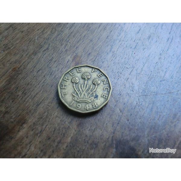 monnaie grande bretagne 3pence  1948
