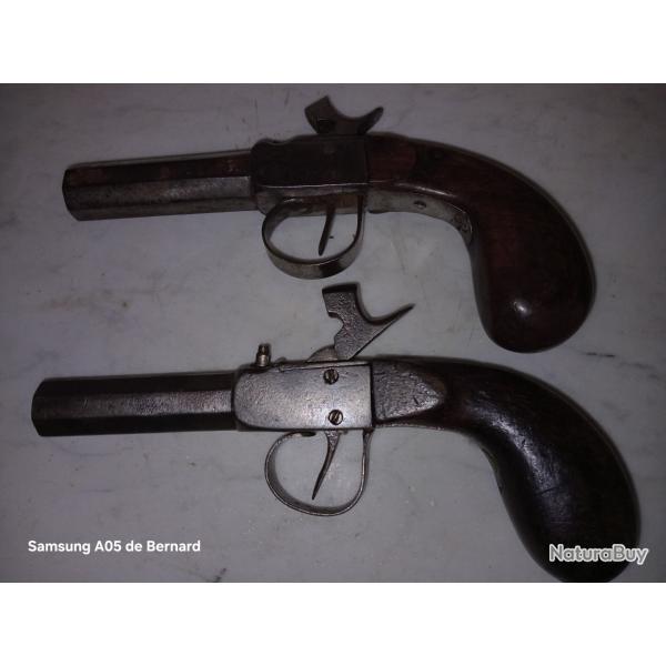 pistolets de coffre de poche a percussion XIX siecle