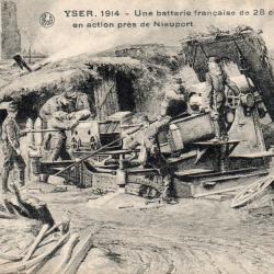 CPA -YSER-1914-Une batteries Fran&ccedil;aise de 28cm, en action pr&egrave;s de Nieuport -N&deg;6022