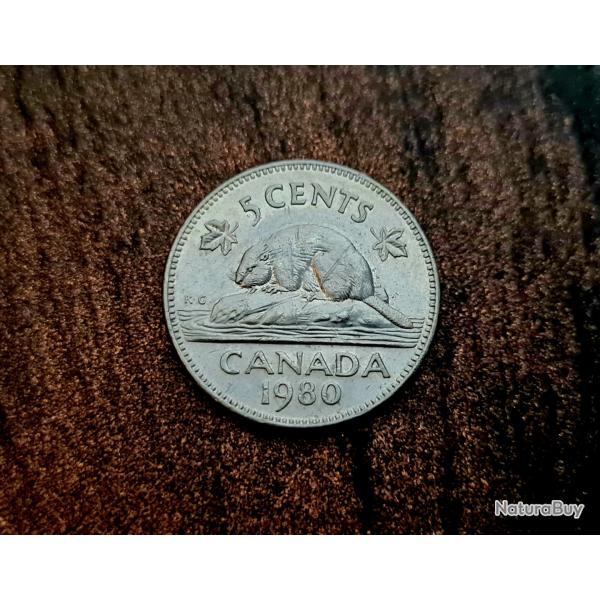 PIECE 5 cents CANADA - �lisabeth II 2e effigie modifi� 1980