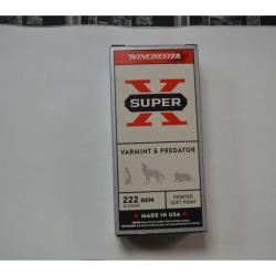 1 BOITE DE 20 MUNITIONS WINCHESTER CALIBRE 222 REM  50 GR/3.2G  PSP NEUVE