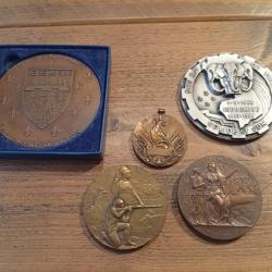 Lot de 5 tr&egrave;s belles m&eacute;dailles de table militaria XXi&egrave;me si&egrave;cle