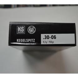1 BOITE DE 20 MUNITIONS RWS KS CALIBRE 30-06 EN 9.7G/150 GR NEUVE