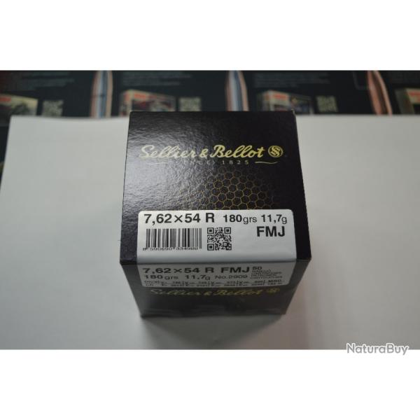 1 BOITE DE 50 MUNITIONS SELLIER ET BELLOT CALIBRE 7.62X54R EN 180 GR FMJ NEUVE