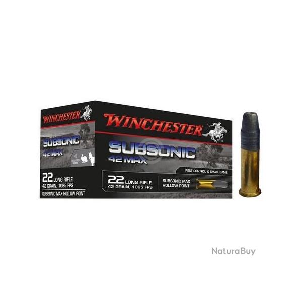 Munitions WINCHESTER Subsonic 42 Max Pointe creuse 22 LR 42Gr