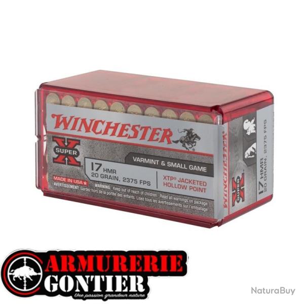Munitions WINCHESTER 17HMR SUPER X 20GR JHP