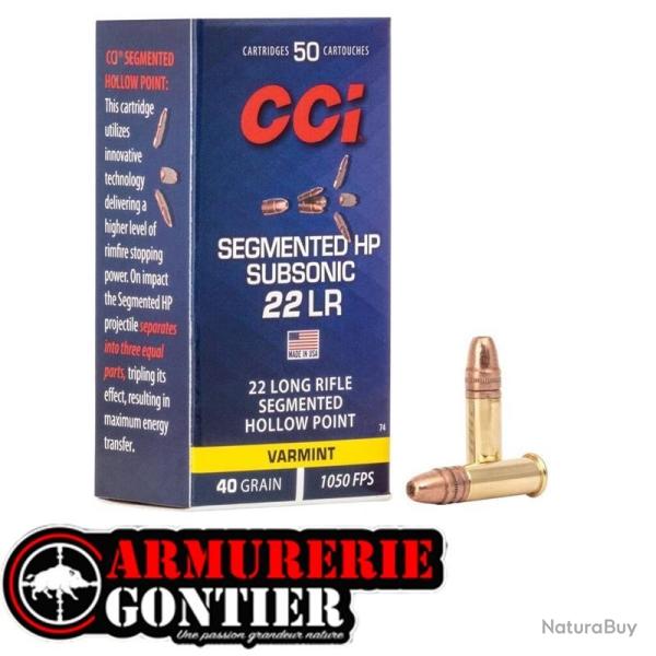 Munitions CCI C22LR VARMINT SEGMENTED HP 40GR SUB-SONIC x50