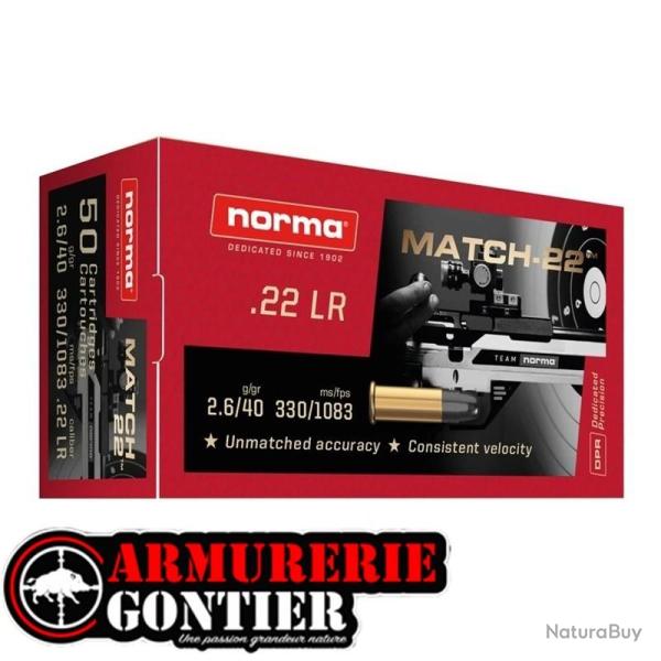 Munitions NORMA 22LR MATCH-22 40GR X50