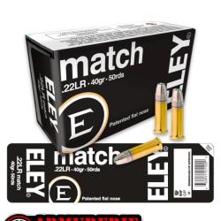 Munitions ELEY match .22LR 40gr / 2,59g