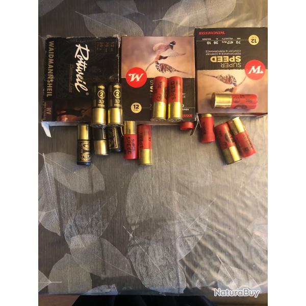 3 boites de 10 cartouches   cal 12 pl2 winchester,rottweil