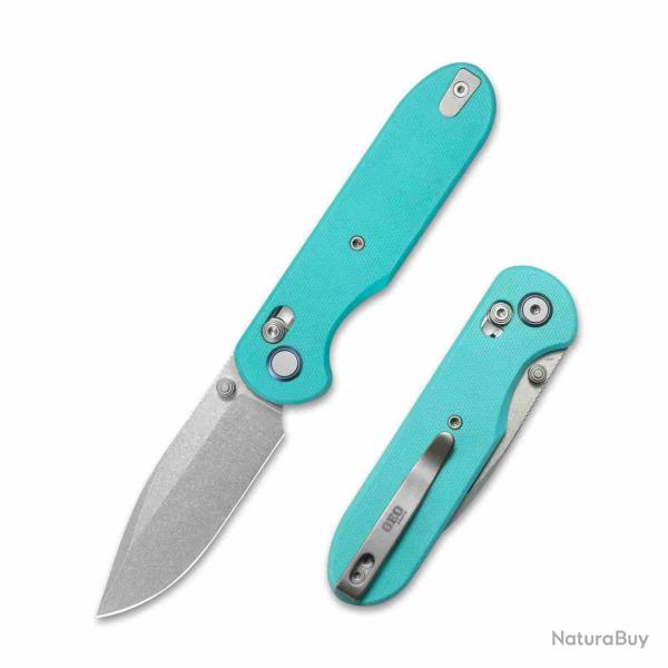 Couteau GEO Knife Ethereal Cutter Lame Drop Point Acier M390 Manche G10 Jade Crossbar Lock GEO2402G