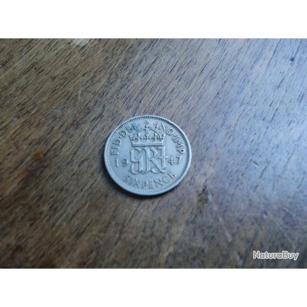 monnaie six pence georges VI  1947