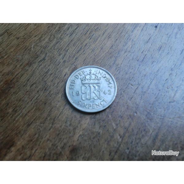monnaie six pence georges VI  1942