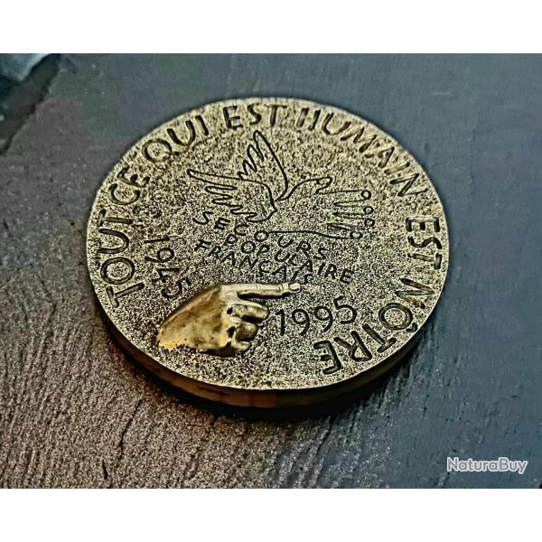 CINQUI�ME R�PUBLIQUE M�daille, Cinquantenaire du Secours populaire Fran�ais COMME NEUVE RARE !