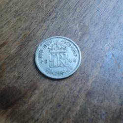 monnaie six pence georges VI  1944