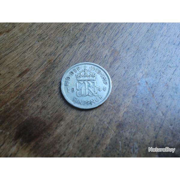 monnaie six pence georges VI  1944