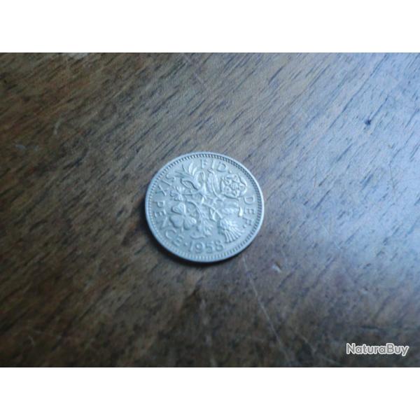monnaie six pence �lisabeth II  1958