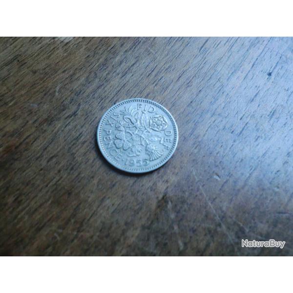 monnaie six pence �lisabeth II  1955