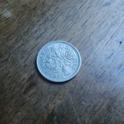 monnaie six pence &eacute;lisabeth II  1956