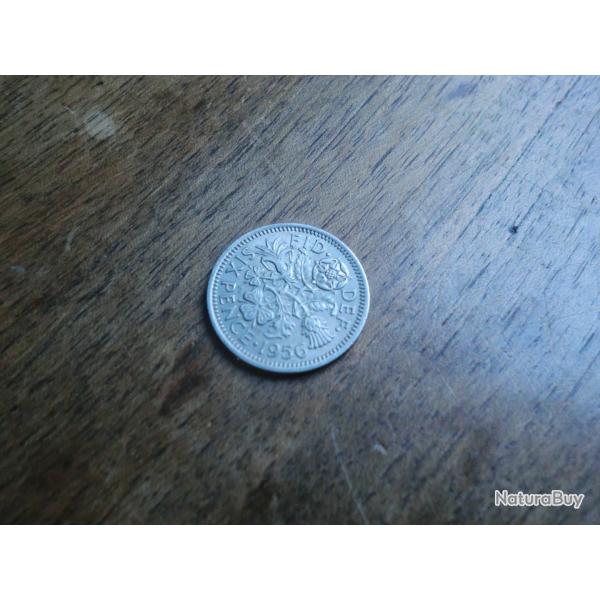 monnaie six pence �lisabeth II  1956