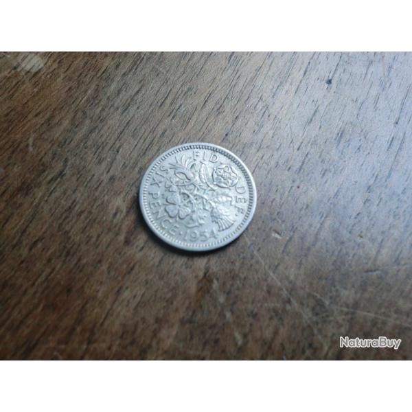 monnaie six pence �lisabeth II  1954