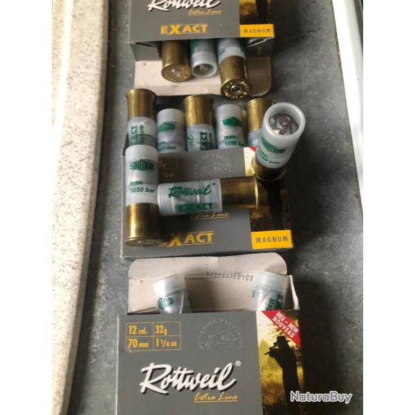 3 boites de balles magnum cal12 rottweil 32g