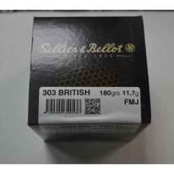 1 BOITE DE 50 MUNITIONS SELLIER ET BELLOT CALIBRE 303 BRITISH 180GR /11.7 GR FMJ NEUVE