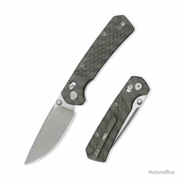 Couteau GEO Knife Blaze Lame Drop Point Acier M390 Manche Titane Tiger Stripe Crossbar Lock GEO2502C