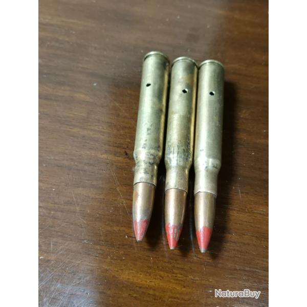 lot de 3 munitions de 1942 neutralis�es en calibre 30-06 ww2 USA pour par exemple Garand