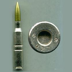 6.5 x 55 Mauser - inerte de manipulation Su&egrave;de - &eacute;tui nickel&eacute; - balle aluminium