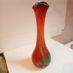 vase ancien en pate de verre hauteur 25,5 cm ref:k10