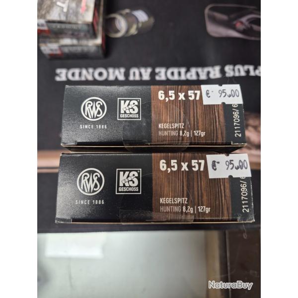 1 boite RWS 6.5 X57 KS 127 GR 8.2g