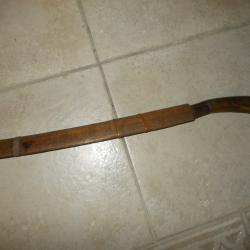 ancienne machette indochine iles coupe coupe lame decor grav&eacute; manche corne etui bois vintage
