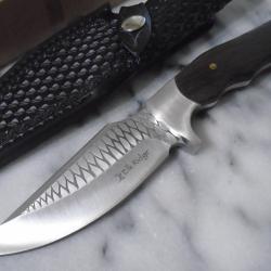 Elk Ridge - Couteau de chasse Lame Drop Point Acier Inoxydable Manche Bois Etui Cuir